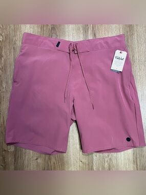 Far West Swim Trunks Mens L Mauve Pink Quick Dry Stretch Lined Elastic Waist